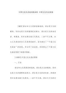 中国文化失语症现象探析 中国文化失语现象