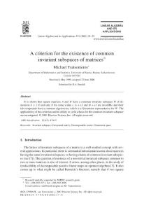 A criterion for the existence of common invariant subspaces of