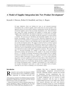 A Model of Supplier Integration into New Product Development
