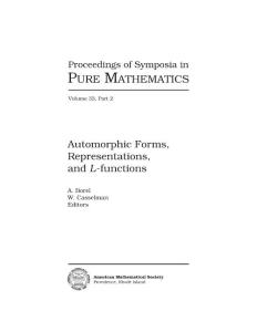 Automorphic Forms， Representations and L-Functions Part 2