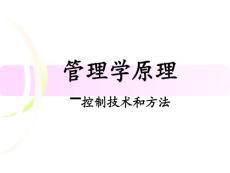管理学原理-控制技术和方法