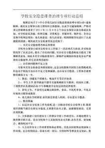 學校安全隱患排查治理專項行動總結