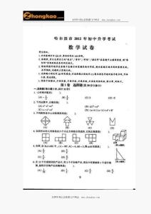 2012年哈尔滨中考数学试题