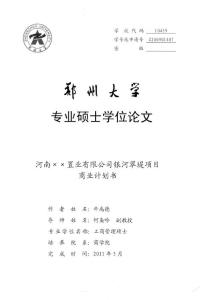 河南XX置业有限公司银河翠堤项目商业计划书