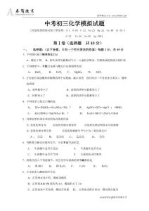 中考初三化学模拟试题