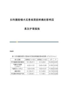 妇科腹腔镜术后患者肩部疼痛的影响因素及护理措施