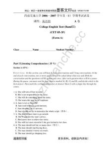 西南交通大学2006-2007第一学期大学英语Ⅲ期末试题A.Text.Marked