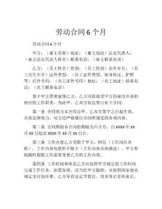 劳动合同6个月