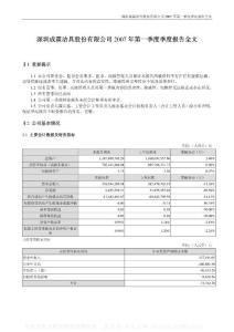 002047_成霖股份_深圳成霖洁具股份有限公司_2007年_第一季度季度报告