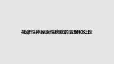 截瘫性神经原性膀胱的表现和处理PPT教案