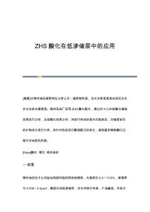 ZHS酸化在低渗储层中的应用
