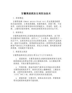 甘薯黑痣病发生和防治技术