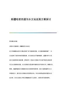新疆哈密四道溝水文站巡測方案探討