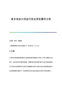 某水電站大壩運(yùn)行安全突發(fā)事件分析