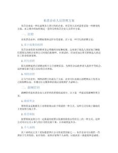 私營企業人員管理方案