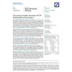 DB Metals  Mining Life getting tougher：Earnings and TPdowngrades across region