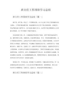 班主任工作國培學習總結