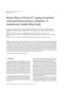 Initial effects of kinesio® taping in patients with patellofemoral pain syndrome A randomized, double-blind study