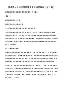 民族團結進步示范區建設情況調研報告（共3篇）