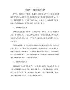 麻醉中的睡眠麻醉