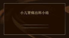 小儿肾病出科小结