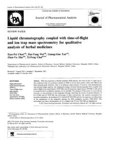 Liquid+chromatography+coupled+with+time-of-flight+and+ion+trap+mass+spectrometry+for+qualitative+analysis+of+herbal+medicines