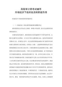 高级审计师考试辅导政府投资的职能作用