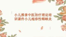 小儿推拿中医治疗理论培训课件小儿疱疹性咽峡炎