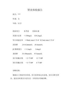 肾炎体检报告