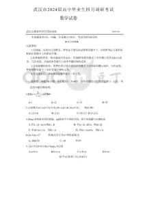 數學-湖北省武漢市2024屆高中畢業生四月調研考試試題和答案