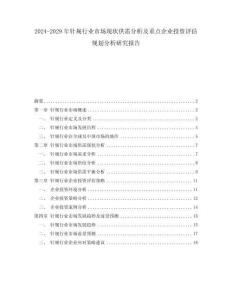2024-2029年针规行业市场现状供需分析及重点企业投资评估规划分析研究报告