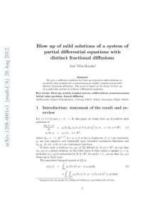 Blow up of mild solutions of a system of partial differential equations with distinct fractional diffusions
