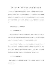 衛生院公共衛生項目工作總結