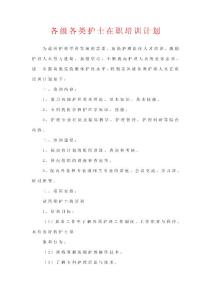 各級各類護士在職培訓計劃（三甲醫院推薦版） .doc