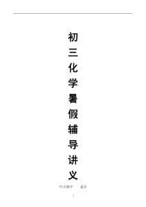 初三化学暑假辅导讲义