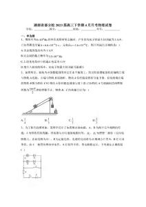 湖南省部分校2023屆高三下學期4月月考物理試卷（含答案）