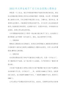 2022年大學生電子廠打工社會實踐心得體會