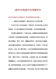 [初中化学]初中化学教学中