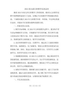 2024幼儿园大班教学反思总结