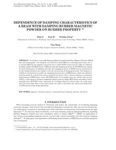 Dependence of damping characteristics of a beam with damping rubber magnetic powder on rubber property