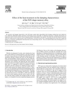 Effect of the heat treatment on the damping characteristics of the NiTi shape memory alloy