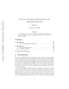 Proof of a Conjectured Formula for the Alexander Invariant