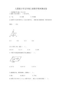 人教版小學五年級上冊數學期末測試卷附參考答案【預熱題】