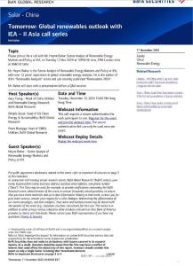20241111-BofA Securities-Solar~China：Tomorrow： Global renewables outlook with IEA~II Asia call serie