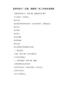 柔韌性練習壓腿踢腿等的二年級體育教案 - 武術武術訓練方法與技巧