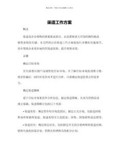 渠道工作方案