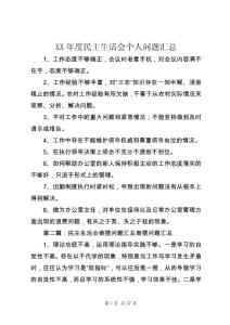 XX年度民主生活會(huì)個(gè)人問(wèn)題匯總