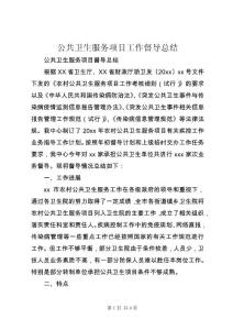 公共衛(wèi)生服務(wù)項(xiàng)目工作督導(dǎo)總結(jié)