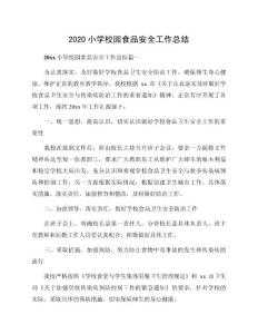 2020小學校園食品安全工作總結