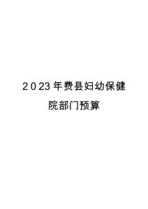 2025年費(fèi)用用于婦幼保健醫(yī)院的預(yù)算
